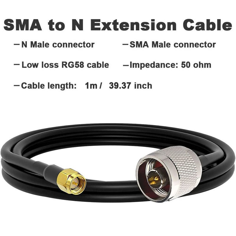 onelinkmore Low Loss RG58 N Male to SMA Male Antenna 3FT RF Coaxial Cable and Two-Way Radio Applications Pure Copper 50 ohm Cable for 3G/4G/5G/LTE/ADS-B/Ham/GPS/WiFi/RF Radio to Antenna - Image 4